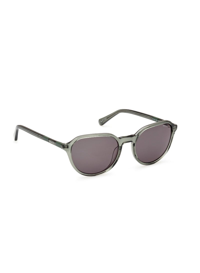 GANT نظارات شمسية للرجال بحماية من الأشعة فوق البنفسجية بشكل دائري من الأسيتات GA722496N53 - حجم العدسة: 53 مم - أخضر داكن لامع - Image 3